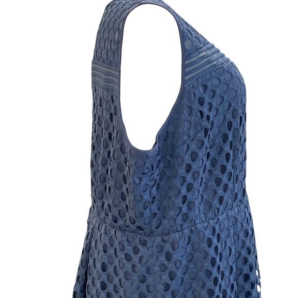 Size 26 Lane Bryant Slate Blue Lace Sleeveless Dress Plus Curvy Party Dress - Picture 5 of 8